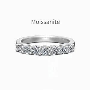 Bague en Argent Sterling 925 Avec Moissanite pour Femme Élégante Rangée de Diamants Couleur D VVS1 Bijoux Géométriques Minimalistes