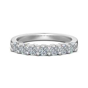 Bague classique en argent 925 avec 7 diamants moissanite sertis griffes pour femmes