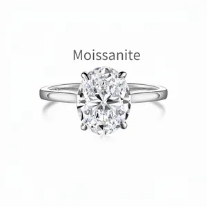 Luxury 925 Sterling Silver Oval Cut Moissanite Engagement Ring For Women D Color VVS1 Exquisite Anniversary Jewelry Ring