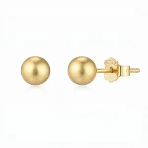 Boucles d'Oreilles Clous Boule en Or Mat en Argent Sterling S925 pour Femmes Bijoux de Mode Géométriques Minimalistes