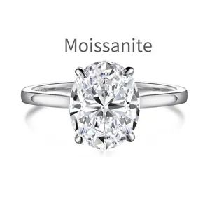 Elegant S925 sterling silver ring featuring a 3 carat oval cut moissanite diamond stone