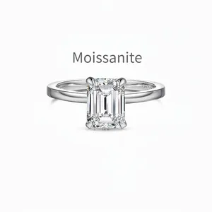 Emerald Cut Moissanite Ring 925 Sterling Silver Engagement Wedding Finger Ring For Women Luxury Fashion Jewelry Gift