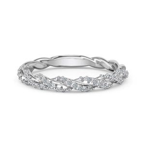 Anello in argento S925 ritorto con moissanite e scintillante design pavé
