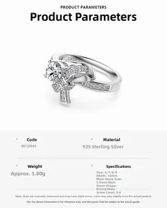 Vue détaillée bague nœud argent S925 avec pierre moissanite ronde de 0,6ct