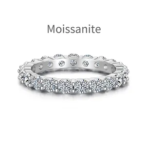 Elegant S925 sterling silver eternity band featuring sparkling moissanite stones