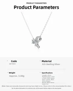 Spécifications du collier nœud en argent s925 avec un moissanite rond de 0,6 carat