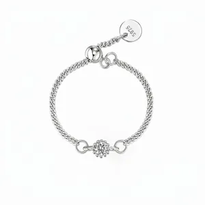 S925 Sterling Silver Adjustable Chain Ring For Women Zirconia Minimalist 18K Gold Plated Elegant Finger Ring Gift
