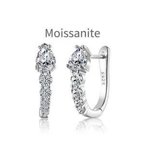 Boucles d oreilles en argent S925 avec moissanite design goutte et éclat raffiné