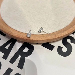 S925 Sterling Silver Moissanite Stud Earrings with Pear and Emerald Cut Stones