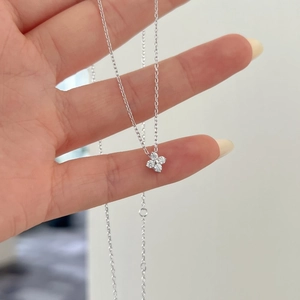 Collier trèfle en argent sterling S925 avec pendentif fleur en oxyde de zirconium