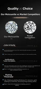 Detail chart of S925 silver necklace Moissanite D color VVS1 clarity and plating specs