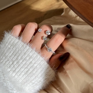 Ensemble de bagues en argent S925 avec moissanite 2,5CT et design ajustable
