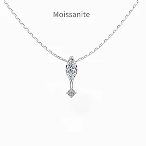 Luxury Marquise Moissanite Pendant Necklace S925 Sterling Silver Sparkling Clavicle Chain Jewelry For Women Anniversary Gift