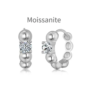 S925 sterling silver moissanite stud earrings with elegant bubble design for women