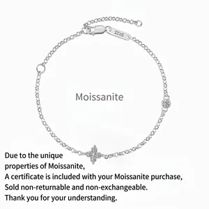 925 Sterling Silver D Color VVS1 Moissanite Bracelet For Women Clover Charm Adjustable Chain Fine Jewelry Gift