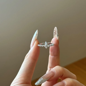 Exquisite S925 sterling silver ring featuring marquise zircon butterfly design with pave band