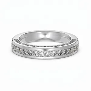 Bague Eternity de Luxe en Argent Sterling 925 avec Zirconia pour Femme Bijoux Fins Électroplaqué Géométrique Alliance Étincelante