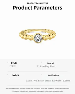 Détail de bague boule en argent sterling S925 avec zircone cubique 5A de qualité