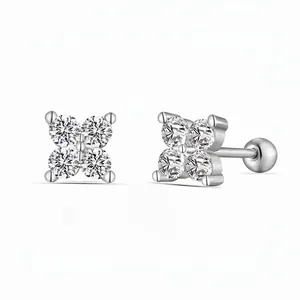 French S925 Sterling Silver Flower Stud Earrings For Women Romantic Small Petal Design With 5A Zirconia Light Luxury Jewelry