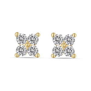 Elegant S925 sterling silver four-petal flower stud earrings with brilliant zircon stones