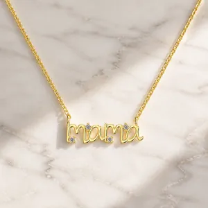 Collar con Colgante de Letra MAMA de Plata de Ley 925 para Mujer Cadena de Clavícula con Incrustaciones de Strass Regalo de Joyería para el Día de la Madre