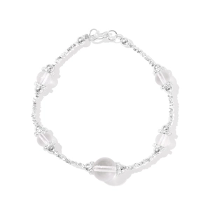 Élégant bracelet perlé en argent sterling S925 avec cristaux clairs et fermoir en S