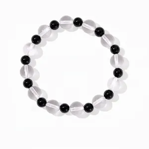 Minimalist Artificial Crystal Black Agate Beaded Bracelet For Women Exquisite Geometric Summer Handwoven Jewelry Women Hand String