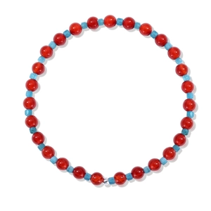 Elegant S925 silver bracelet with natural red agate and blue apatite stones