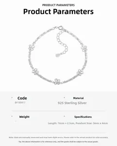 Specifications for 925 sterling silver butterfly bracelet, length 16 plus 2.5 cm adjuster