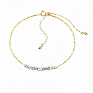 925 Sterling Silver Bracelet For Women Gold Silver Two Tone Minimalist Irregular Beads Link Chain Adjustable Jewelry