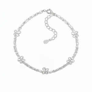 S925 Sterling Silver Butterfly Bracelet For Women Dainty Textured Chain Adjustable Fresh Sweet Forest Style Hand Jewelry