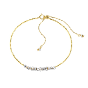 Minimalist S925 sterling silver bracelet with gold and silver mixed color beads