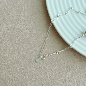 Detail van S925 sterling zilveren gedraaide ketting met veersluiting en keurmerk
