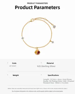 Détails des dimensions et matériaux du bracelet en argent S925 avec pendentif coeur