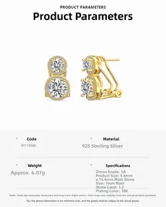 Spécifications détaillées des boucles d'oreilles en argent S925 avec zircons 5A