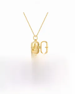 Détail du médaillon bouddha en argent 925 doré avec dimensions et spécifications