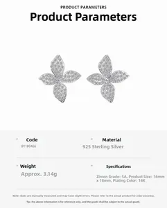 Macro view of butterfly earrings in S925 sterling silver with sparkling 5A zircon stones