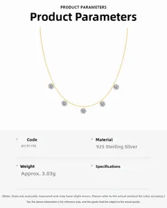 Specifiche della collana in argento sterling 925 con cinque ciondoli tondi in zirconia