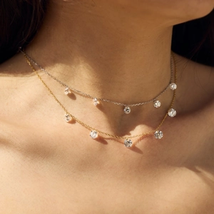 Squisite collane in argento sterling S925 con ciondoli in cristallo in oro e argento