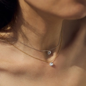 S925 sterling silver mermaid tear pendant necklace with round zircon in gold and silver