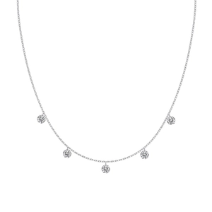 Collana in argento sterling S925 per donna con cinque pendenti tondi in zircone lucido