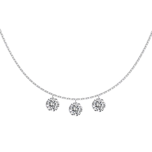 Elegant S925 sterling silver necklace featuring three sparkling round zircon pendants