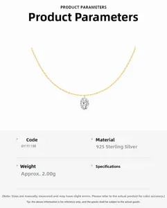 Detail view of oval cut crystal pendant necklace in 925 sterling silver with specs