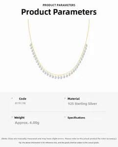 Detailed view of S925 sterling silver gold necklace with oval crystal pendants for weddings