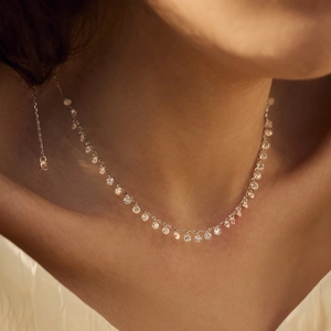 Exquisite S925 sterling silver necklace with 3mm round cubic zirconia pendants