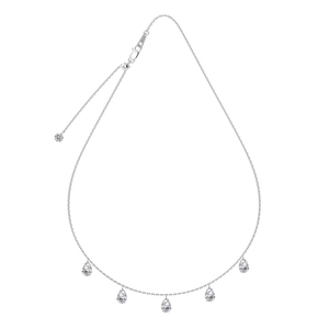 S925 sterling silver necklace with five teardrop-shaped white zircon pendants for women