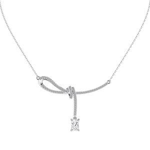 Collier élégant en argent S925 avec ruban et pendentif en oxyde de zirconium taille émeraude