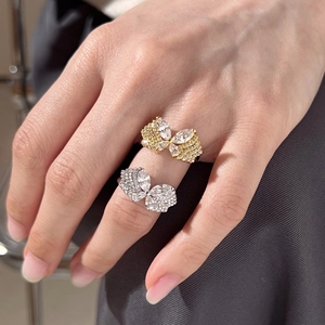 Ensemble de bagues papillon en argent S925 avec des pierres de zircone scintillantes