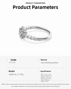 Detail showing S925 sterling silver ring dimensions with 5A zircon sunflower design