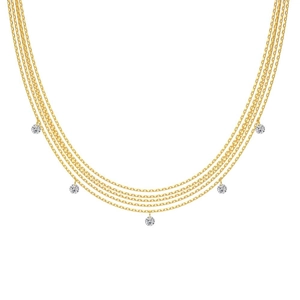 Collier multicouche élégant en argent 925 avec cinq chaînes fines et pendentifs en cristal